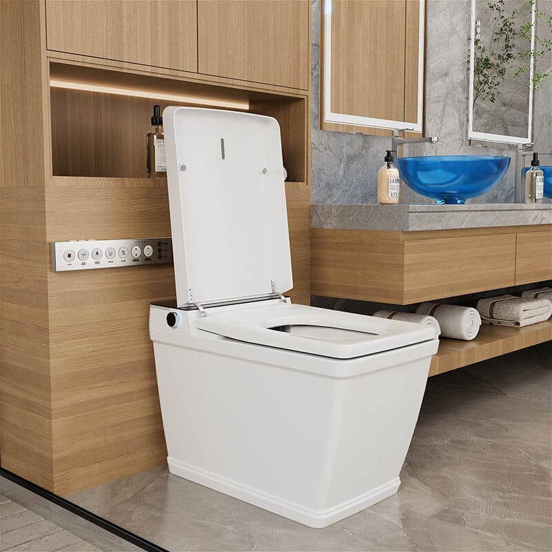 Modern Floor Mounted Square Smart Toilet with Remote Control and Automatic Cover - Image 3