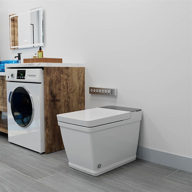 Modern Floor Mounted Square Smart Toilet with Remote Control and Automatic Cover - Image 4