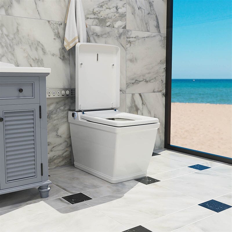 Modern Floor Mounted Square Smart Toilet with Remote Control and Automatic Cover - Image 6