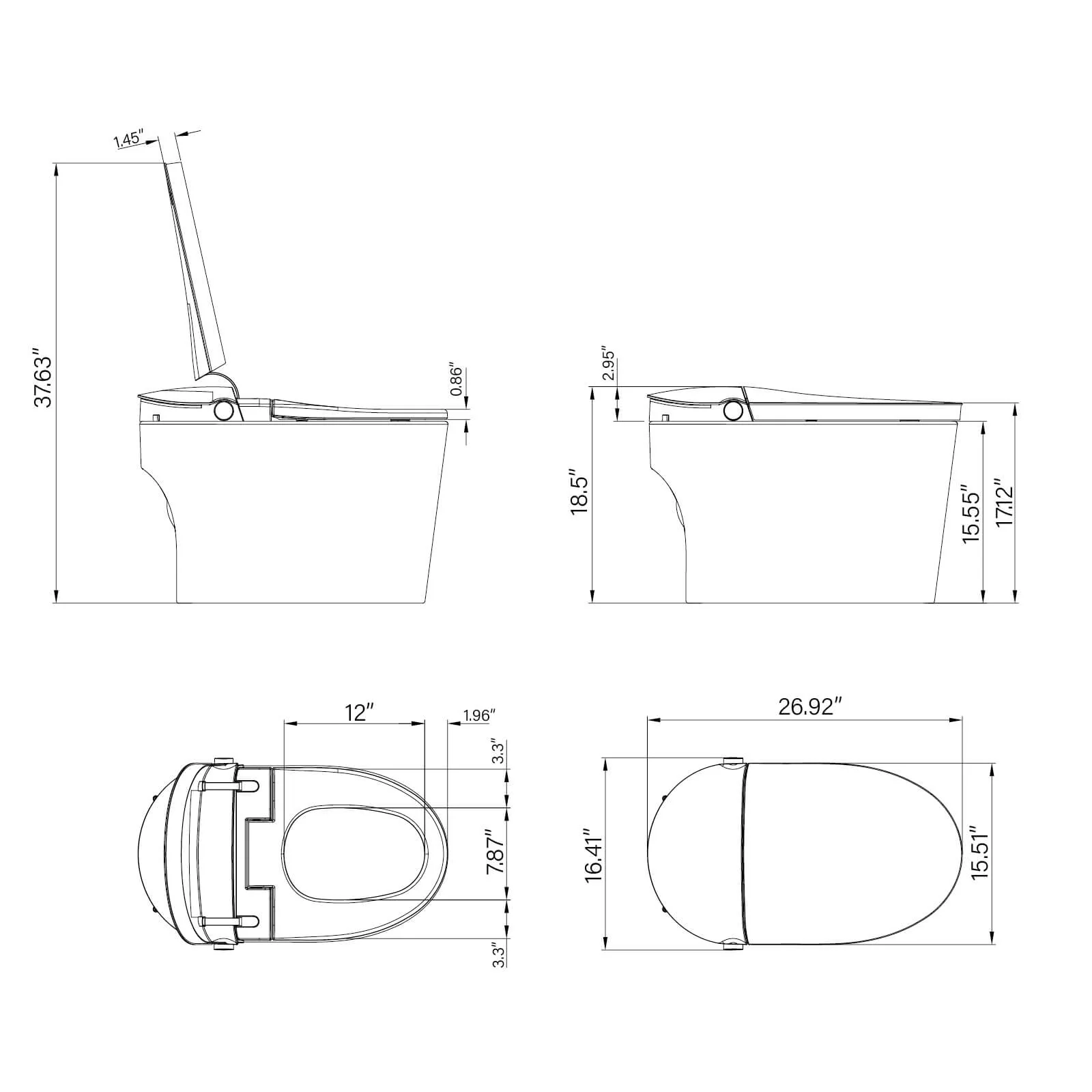 Modern Full-Function Smart Toilet with Advanced Bidet System - Image 15