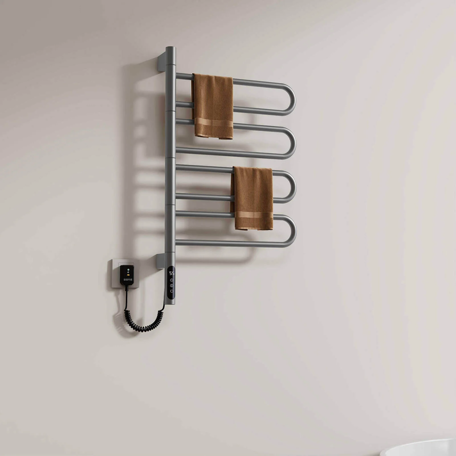 Modern Gray Wall Mounted Bathroom Towel Warmer - Image 3