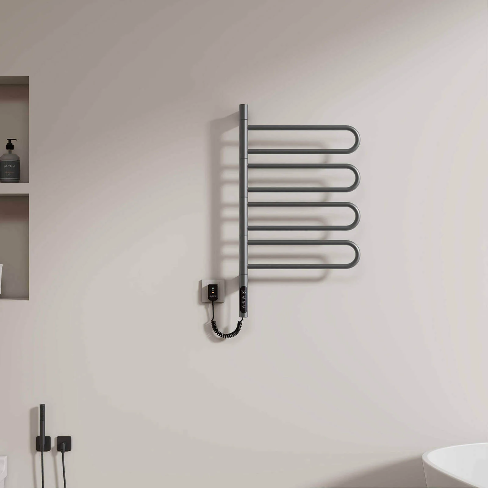 Modern Gray Wall Mounted Bathroom Towel Warmer - Image 4
