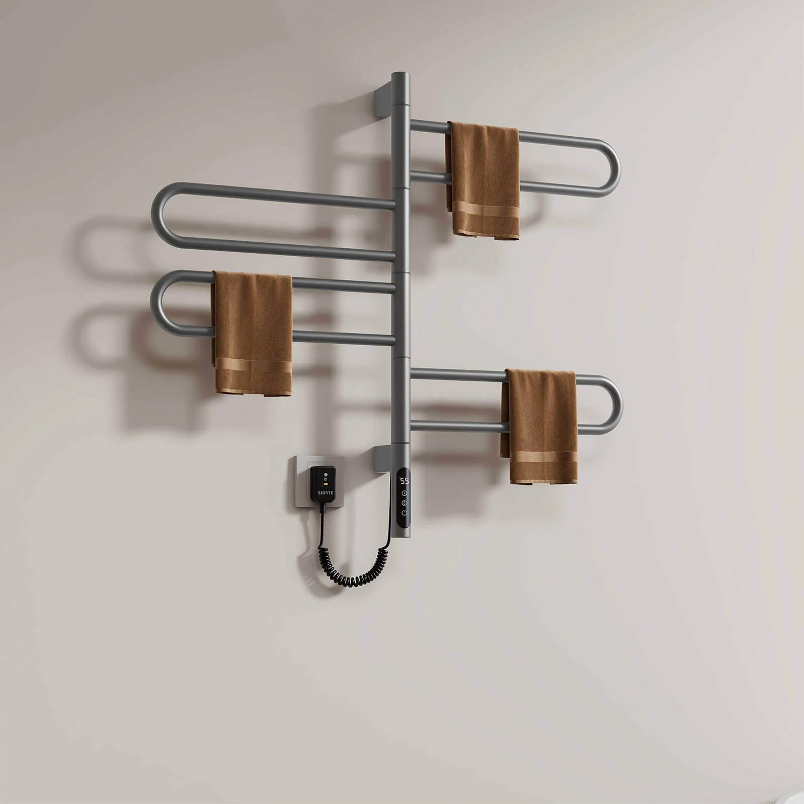Modern Gray Wall Mounted Bathroom Towel Warmer - Image 5