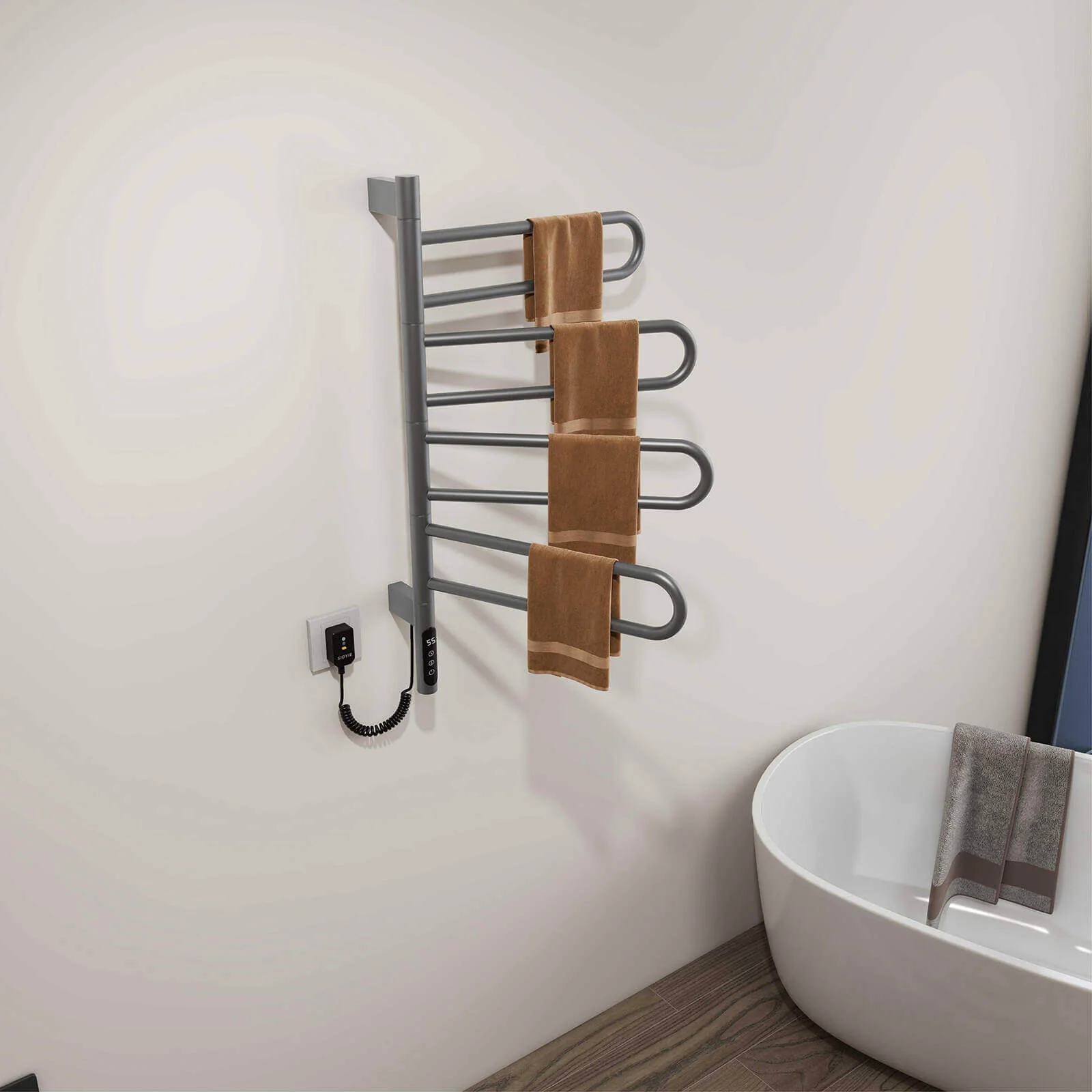 Modern Gray Wall Mounted Bathroom Towel Warmer - Image 6