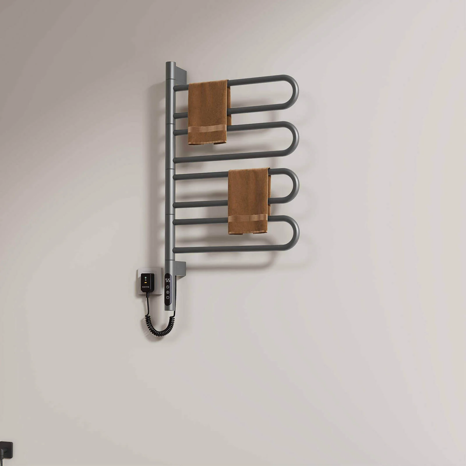 Modern Gray Wall Mounted Bathroom Towel Warmer - Image 7