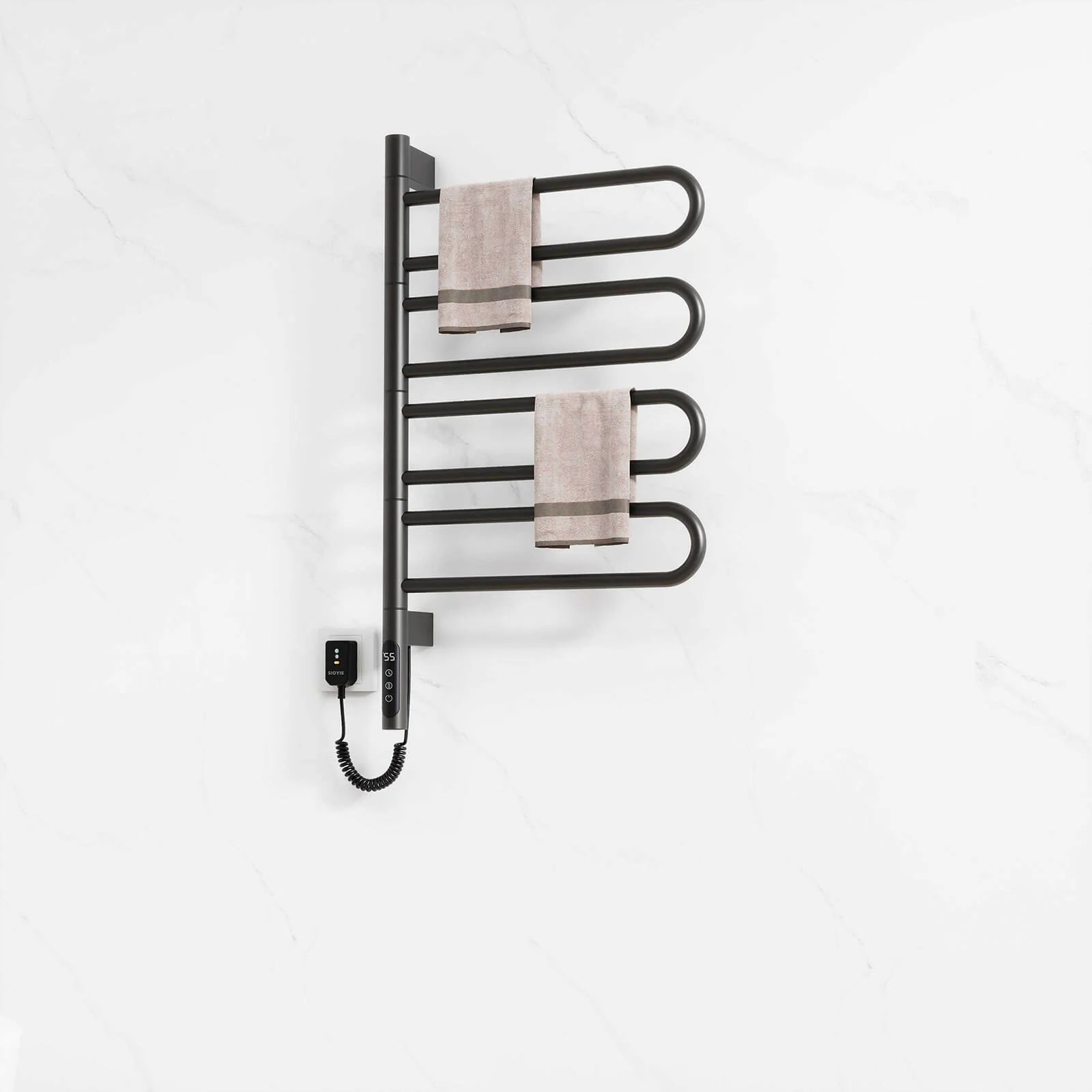 Modern Matte Black Wall Mounted Bathroom Towel Warmer - Image 3