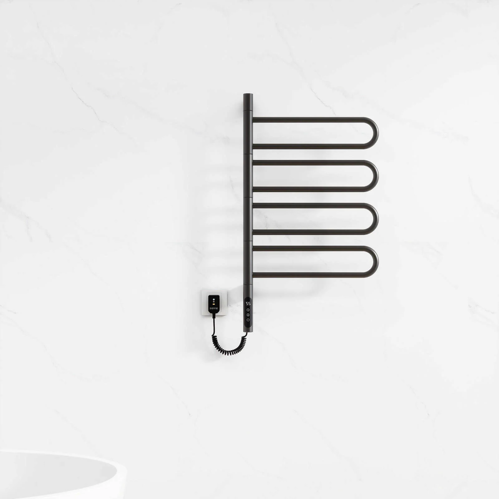 Modern Matte Black Wall Mounted Bathroom Towel Warmer - Image 4