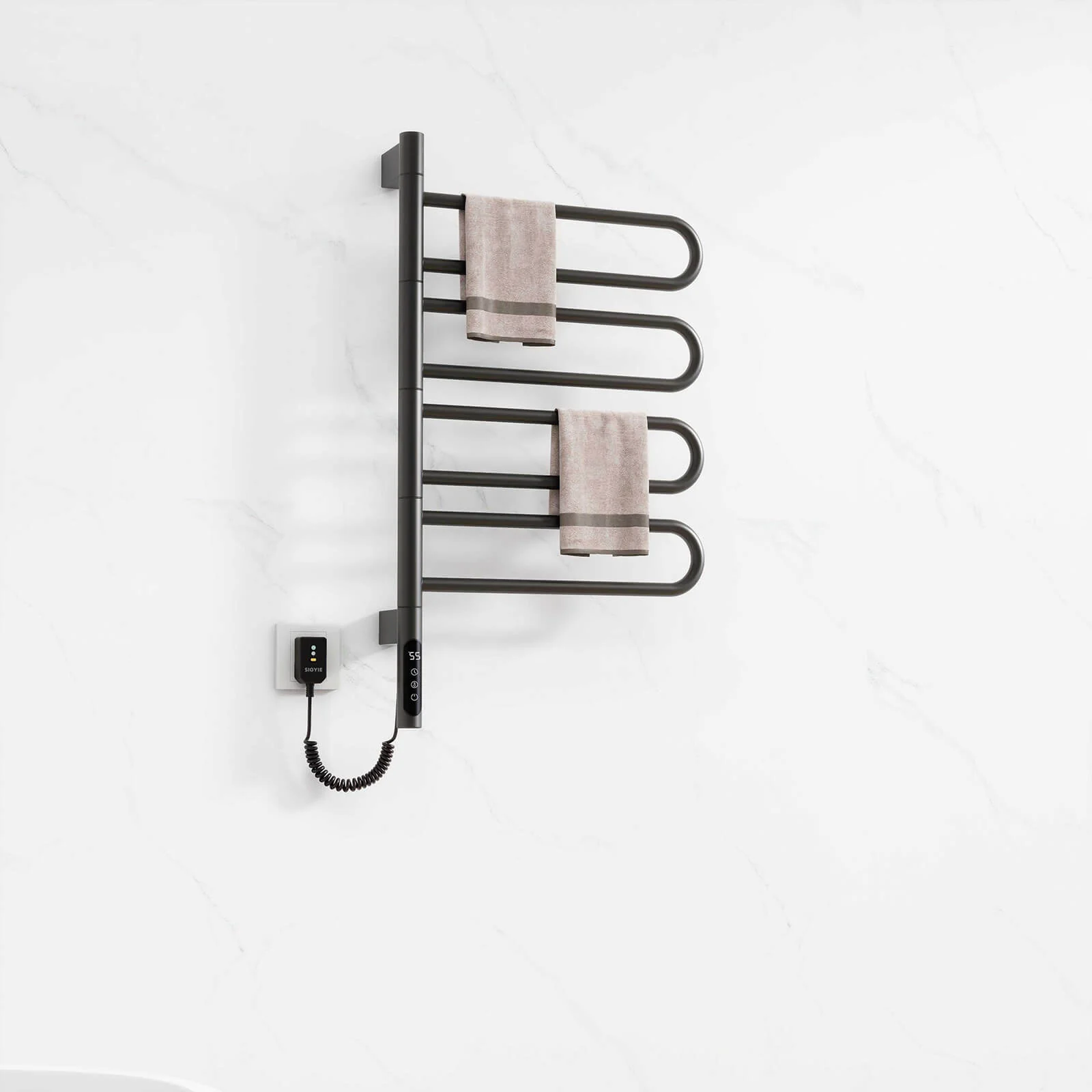 Modern Matte Black Wall Mounted Bathroom Towel Warmer - Image 5