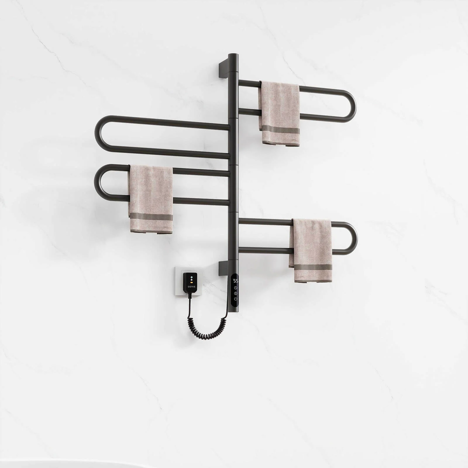 Modern Matte Black Wall Mounted Bathroom Towel Warmer - Image 7