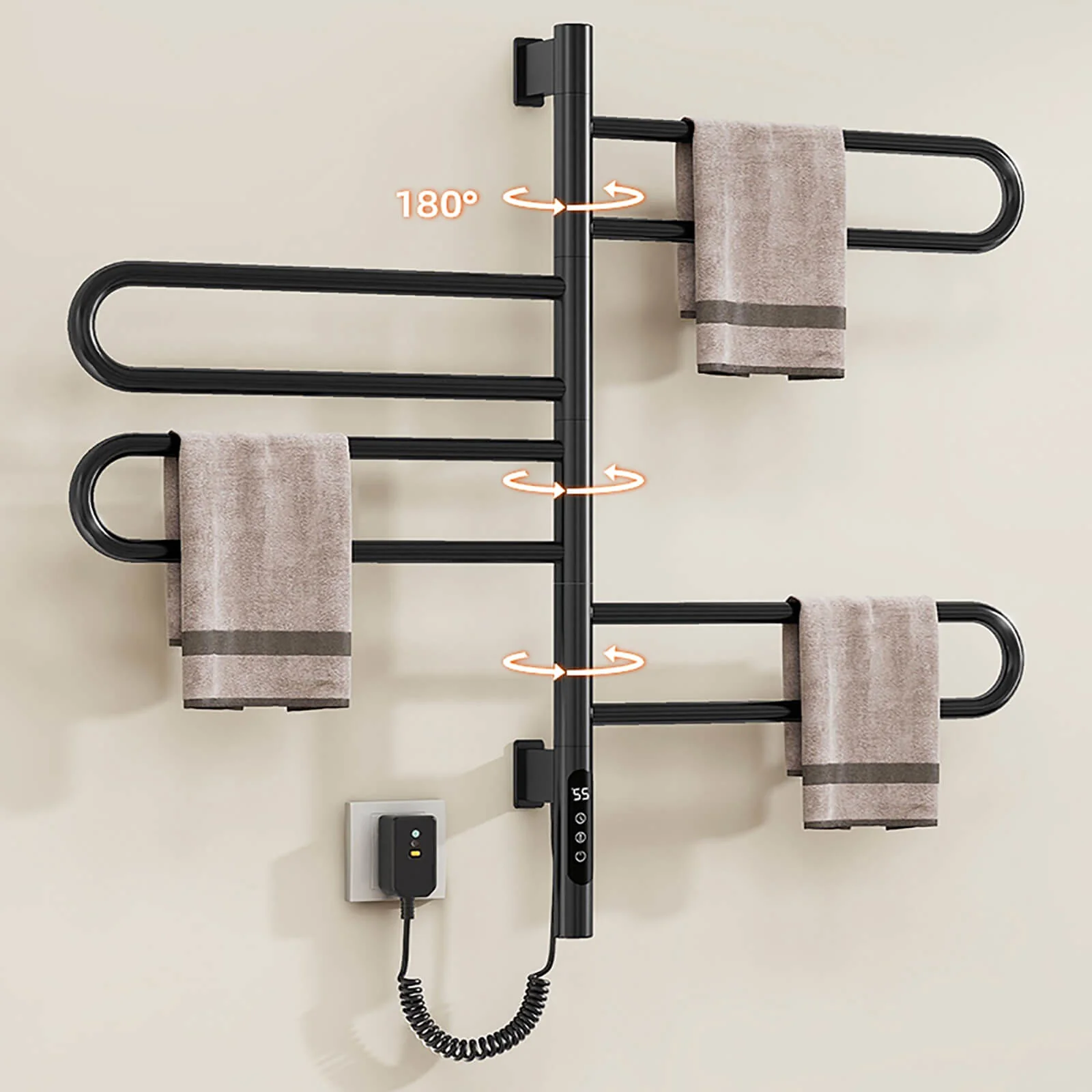 Modern Matte Black Wall Mounted Bathroom Towel Warmer - Image 8