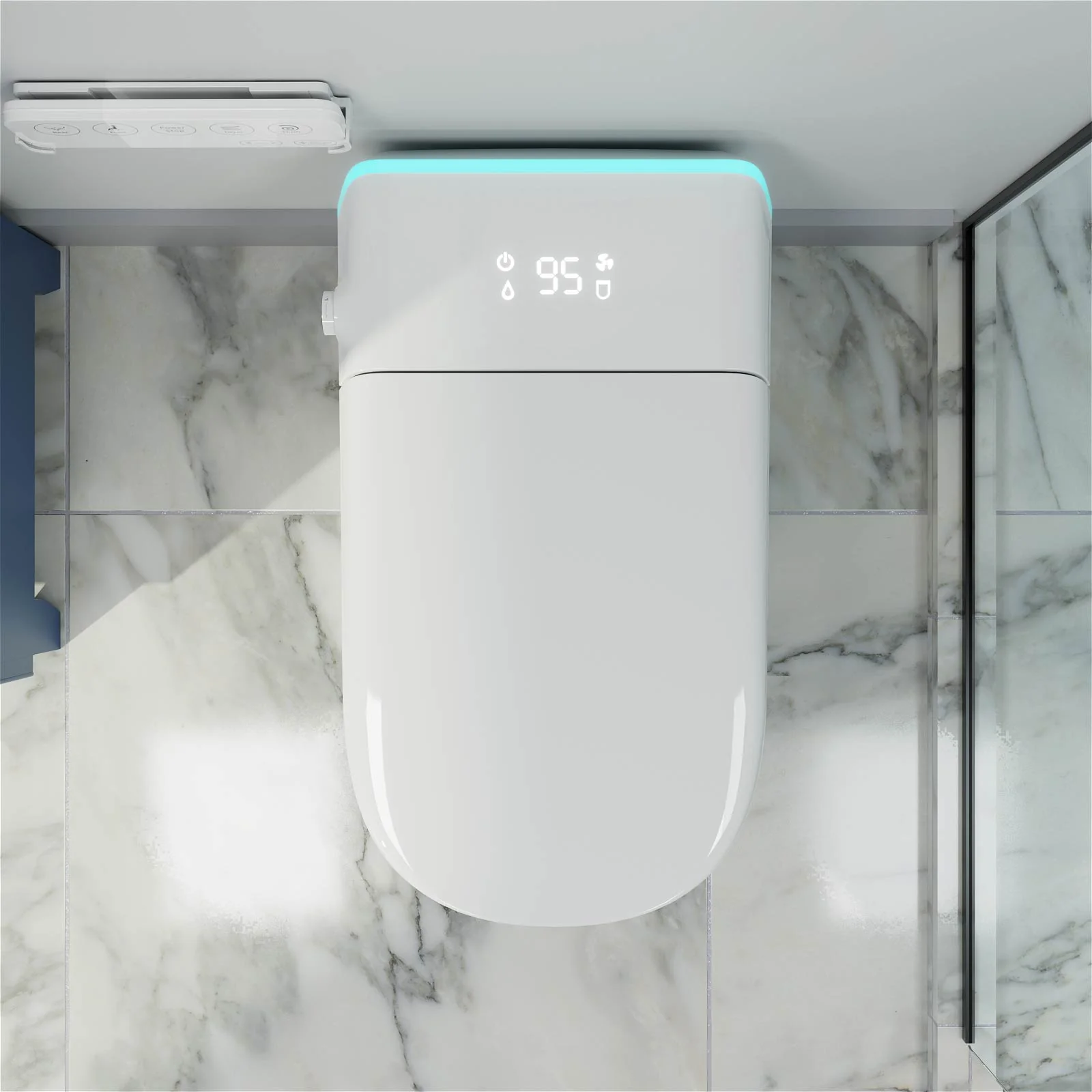 Modern Silent Flushing Smart Bidet Toilet with Built-in Water Tank, LED Light, Remote Control - Image 3