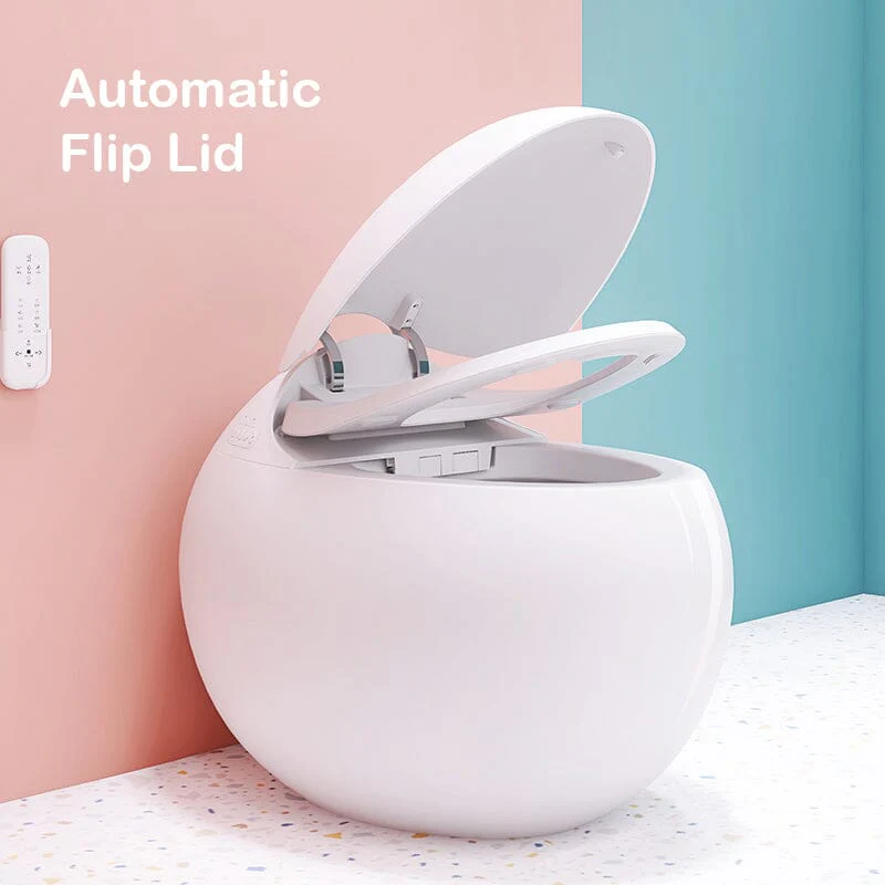 Modern White Egg-Shaped Smart Toilet with Remote Control - Image 3