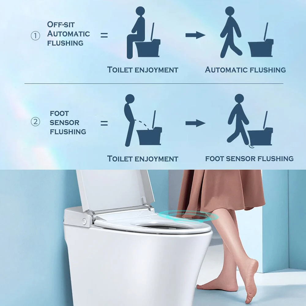 Modern Smart Bidet Toilet with LED Light, Heated Seat, Automatic Flush Tankless - Image 25