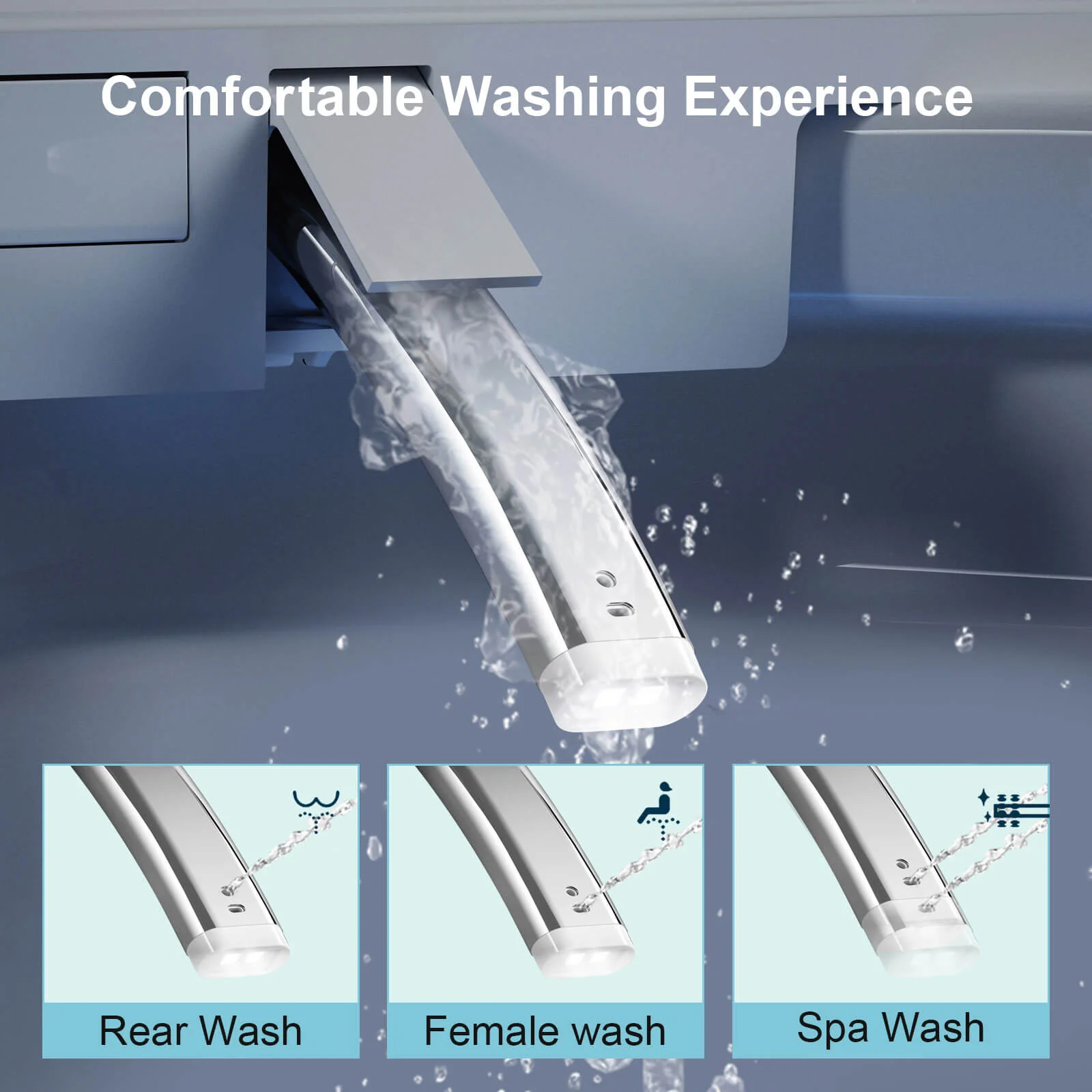 Modern Smart Bidet Toilet with LED Light, Heated Seat, Automatic Flush Tankless - Image 4