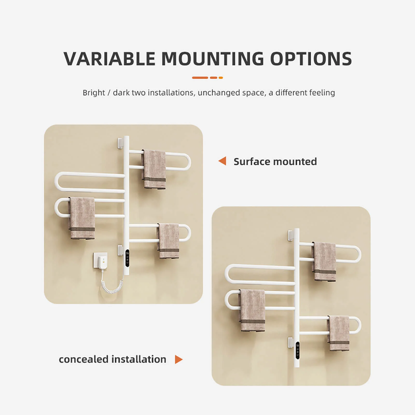 Modern White Wall Mounted Bathroom Towel Warmer - Image 11