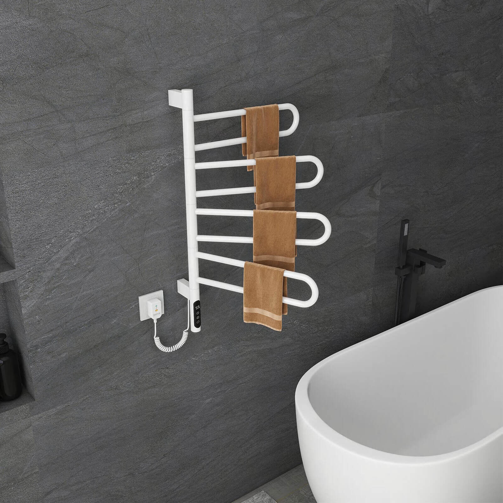 Modern White Wall Mounted Bathroom Towel Warmer - Image 7