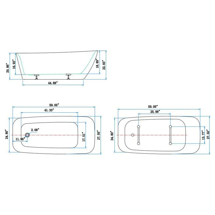 Mokleba 59" Acrylic Single Slipper Tub Freestanding Soaking Bathtub - Image 14