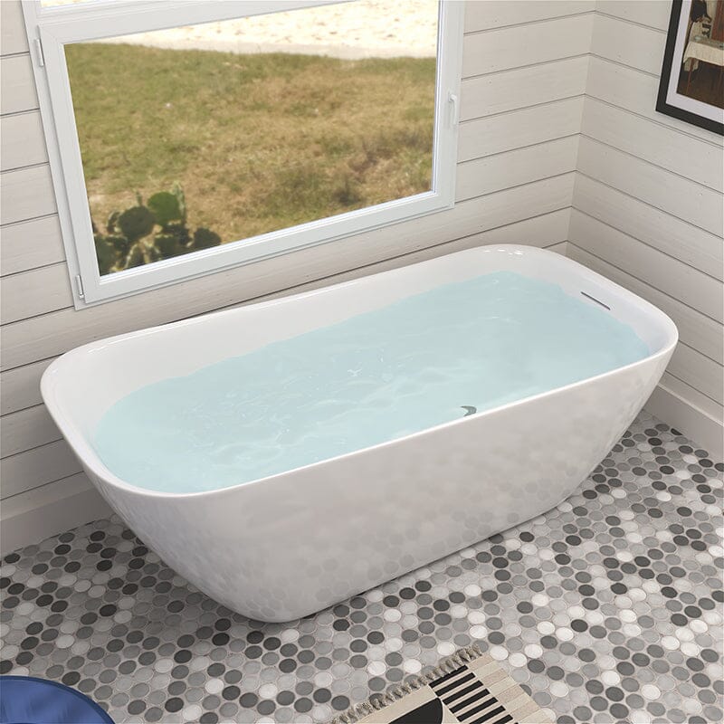 Mokleba 59" Acrylic Single Slipper Tub Freestanding Soaking Bathtub - Image 3
