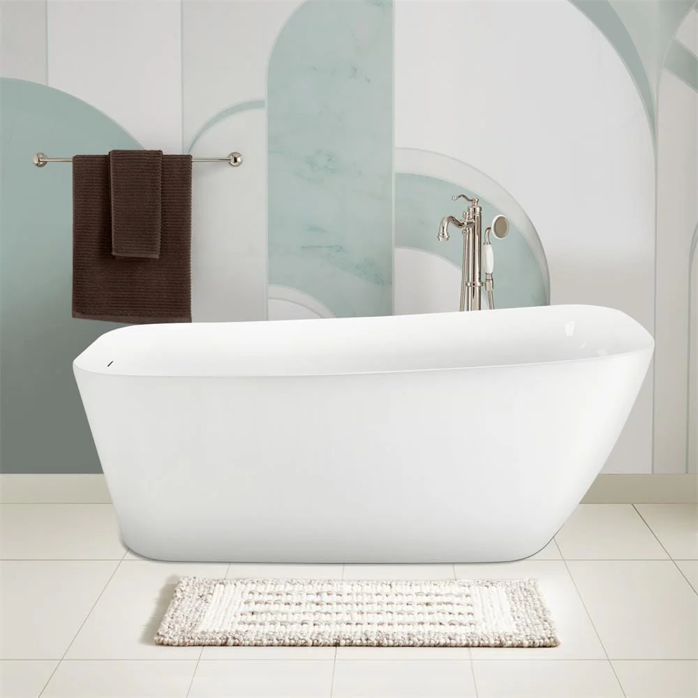 Mokleba 59" Acrylic Single Slipper Tub Freestanding Soaking Bathtub - Image 8