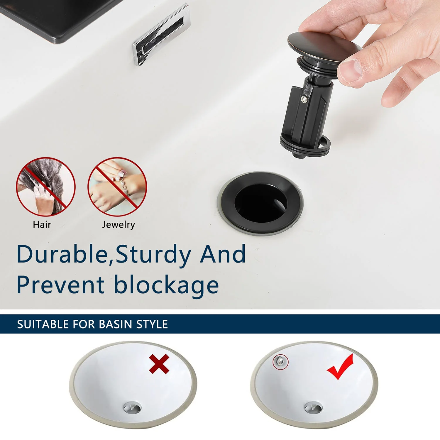 Oil-Rubbed Bronze Single Handle Waterfall Bathroom Faucet with Pop Up Drain and Deck Plate - Image 4