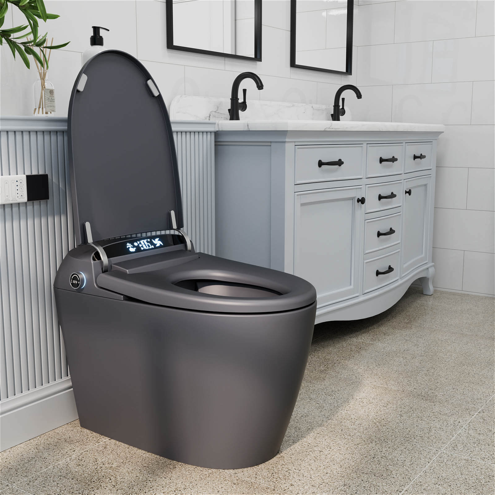 Giving Tree One-Piece Elongated Floor Smart Toilet with Bidet, Adjustable Mobile Drying - Image 19