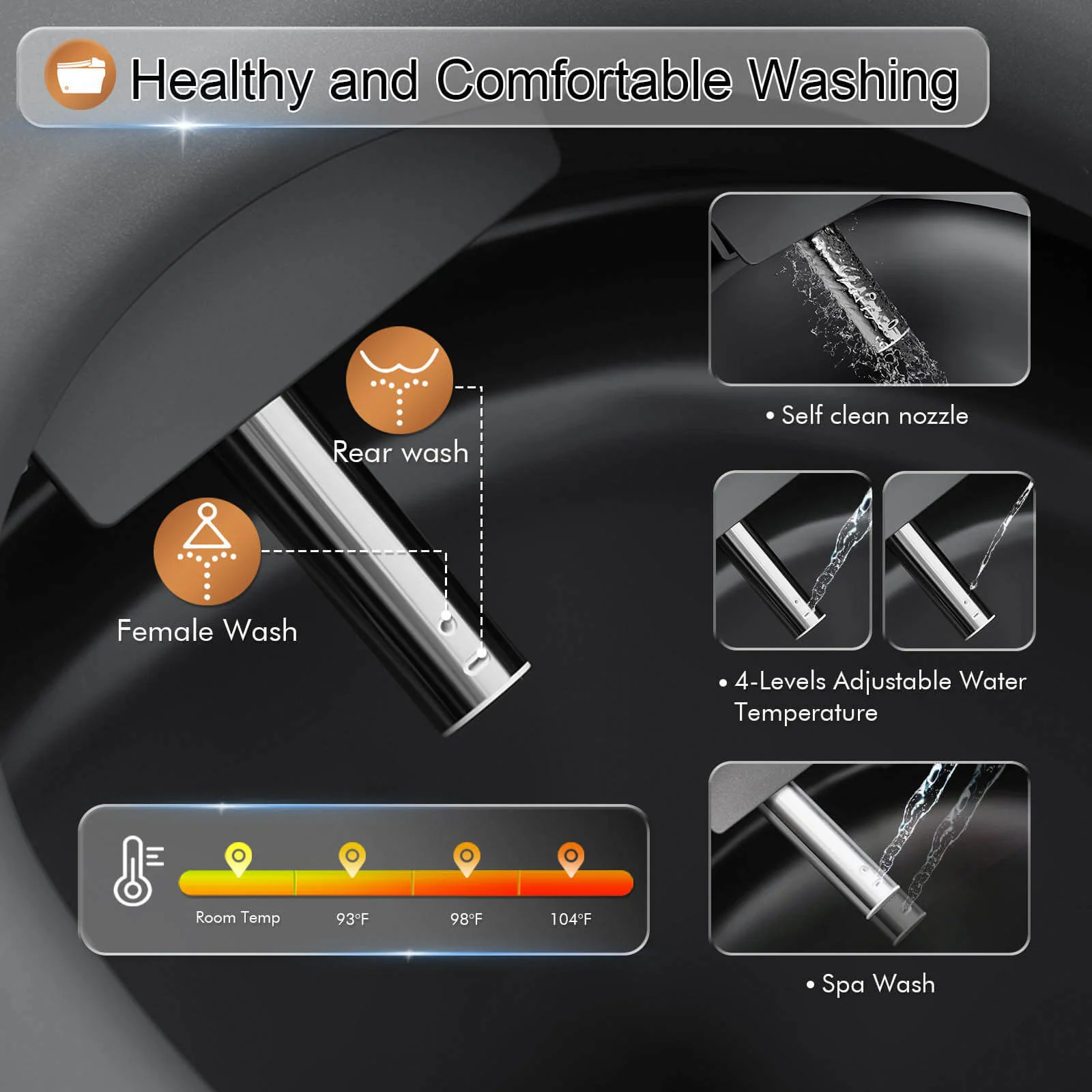 Giving Tree One-Piece Elongated Floor Smart Toilet with Bidet, Adjustable Mobile Drying - Image 24