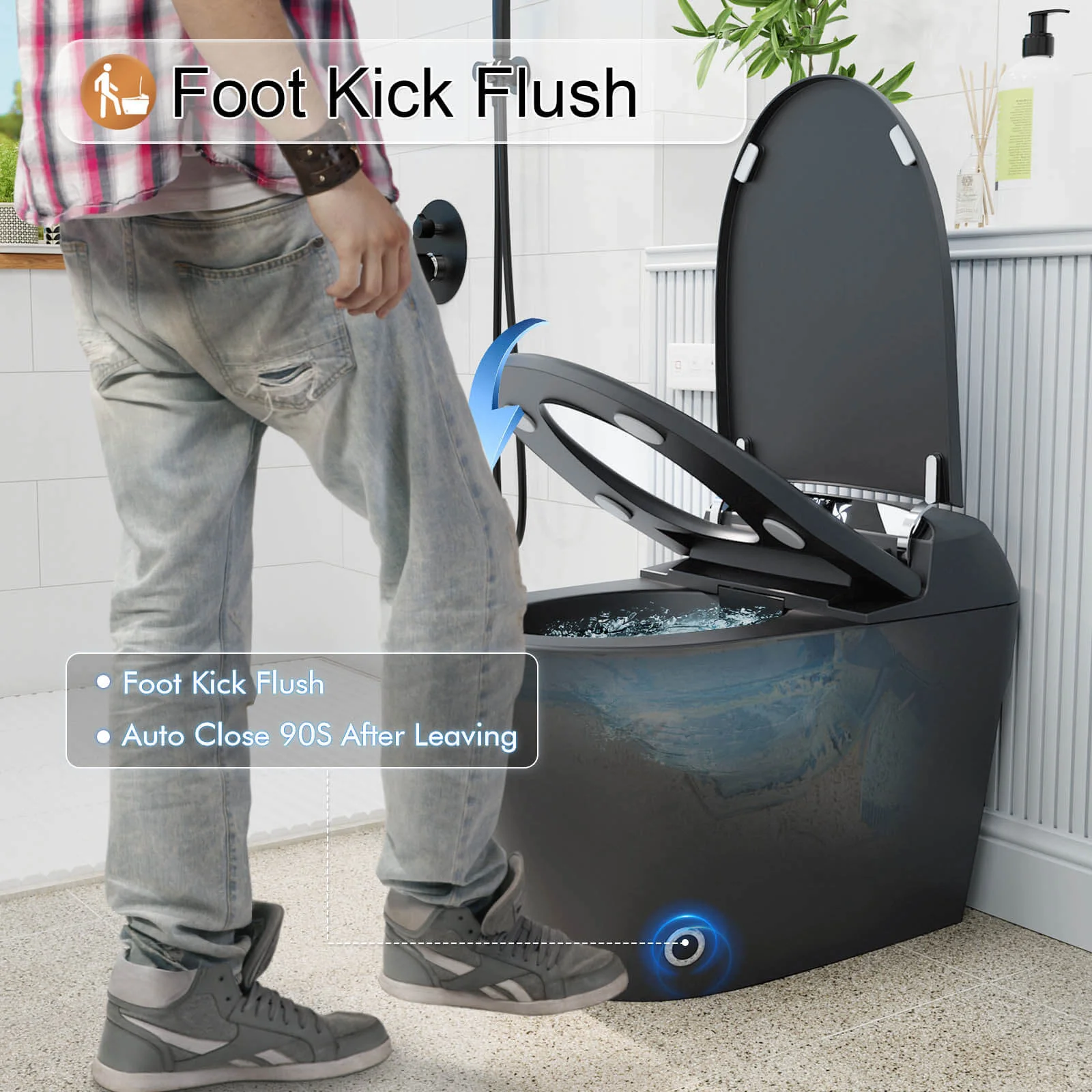 Giving Tree One-Piece Elongated Floor Smart Toilet with Bidet, Adjustable Mobile Drying - Image 26