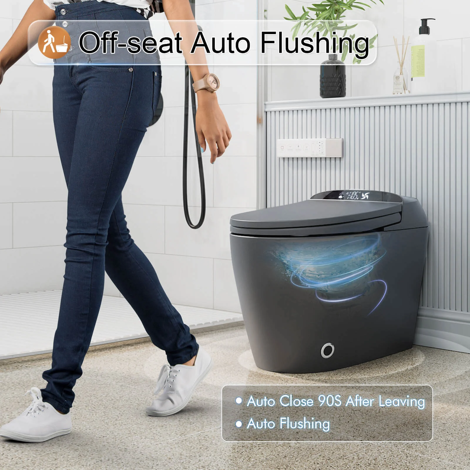 Giving Tree One-Piece Elongated Floor Smart Toilet with Bidet, Adjustable Mobile Drying - Image 28