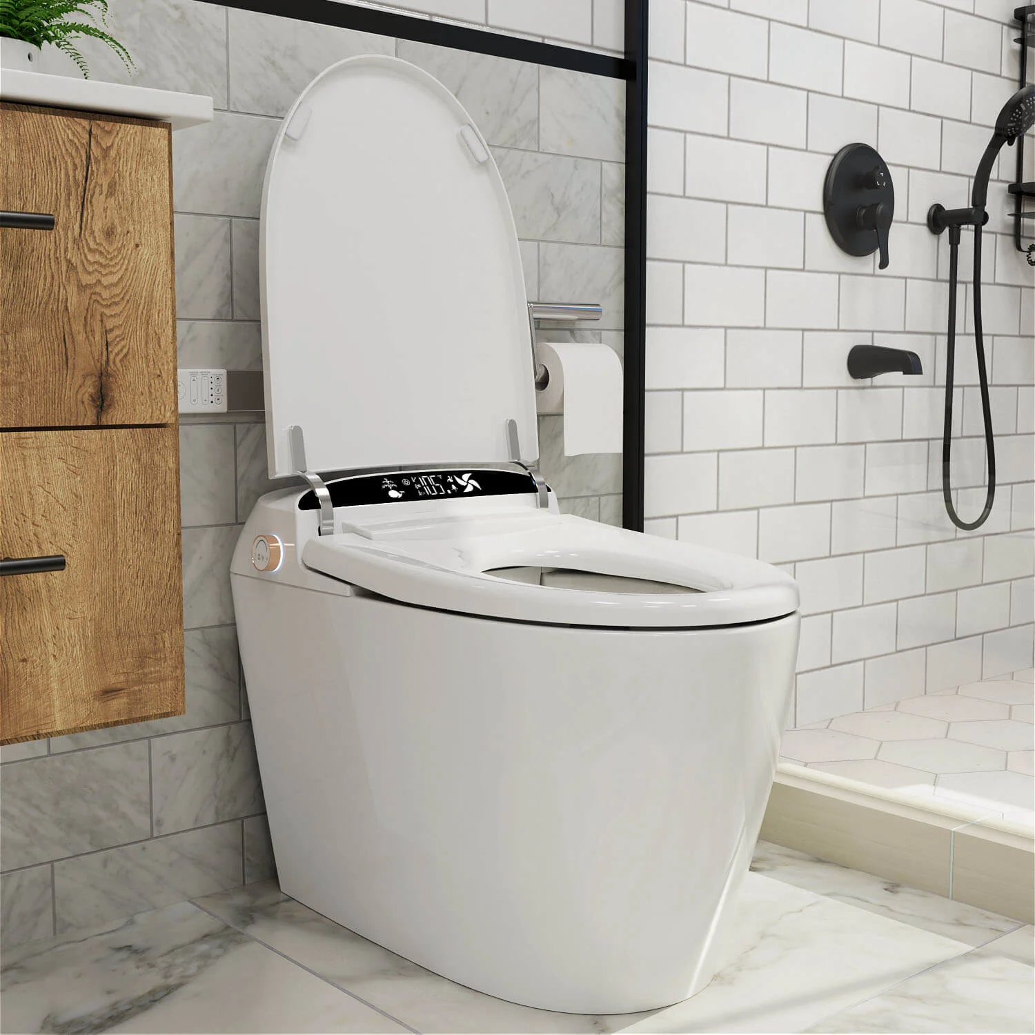 Giving Tree One-Piece Elongated Floor Smart Toilet with Bidet, Adjustable Mobile Drying - Image 33