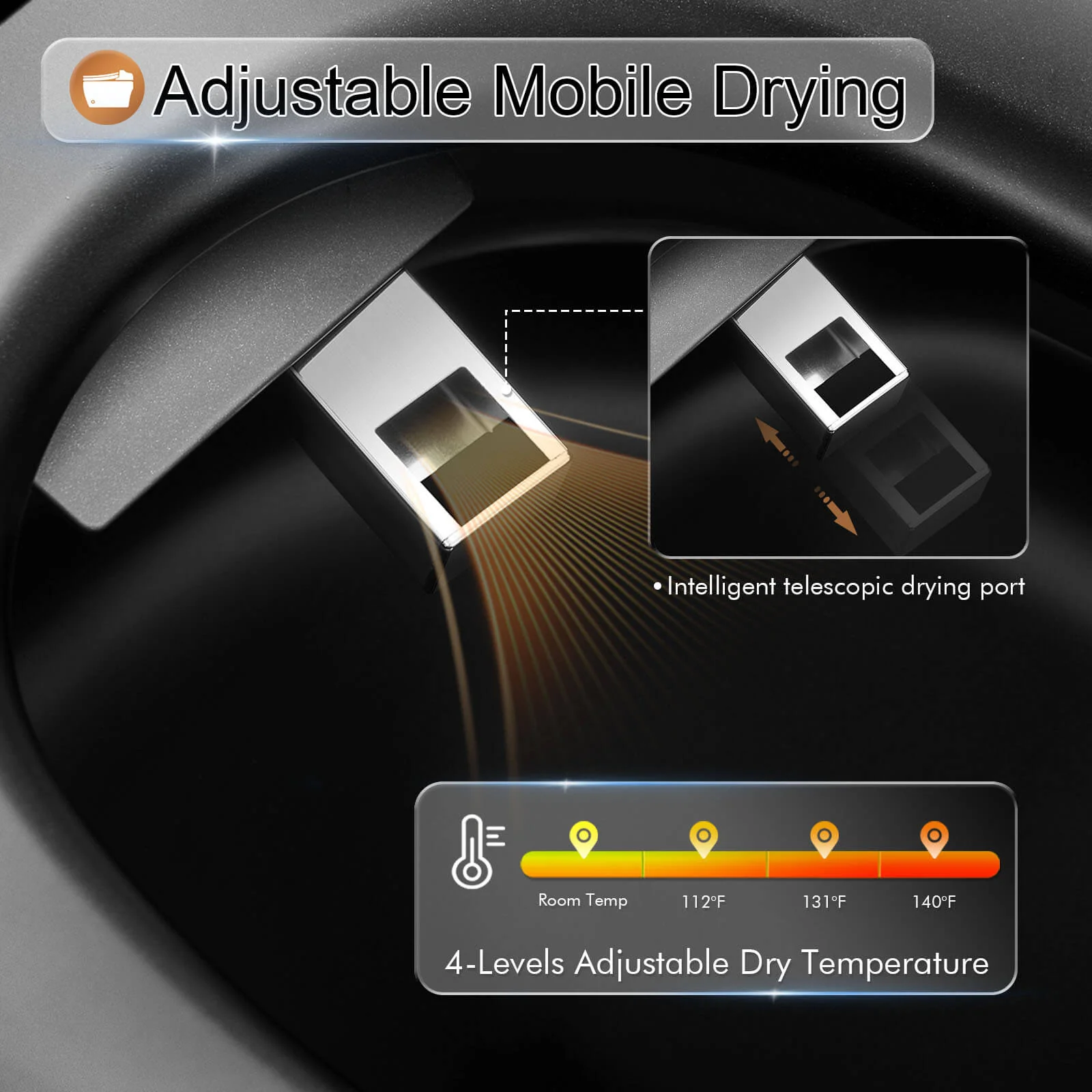 Giving Tree One-Piece Elongated Floor Smart Toilet with Bidet, Adjustable Mobile Drying - Image 8