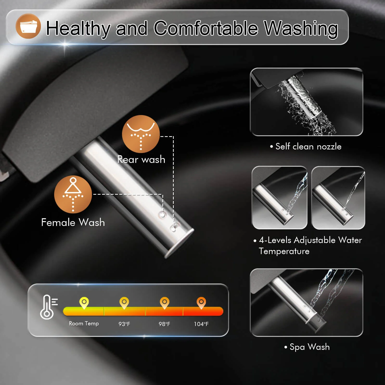 Giving Tree One-Piece Elongated Floor Smart Toilet with Bidet, Adjustable Mobile Drying - Image 9