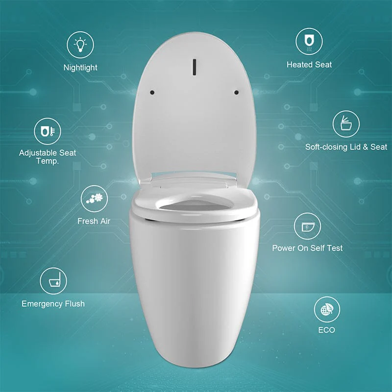 One-Piece Elongated Floor Smart Toilet with Seat Heating and Automatic Flushing - Image 10