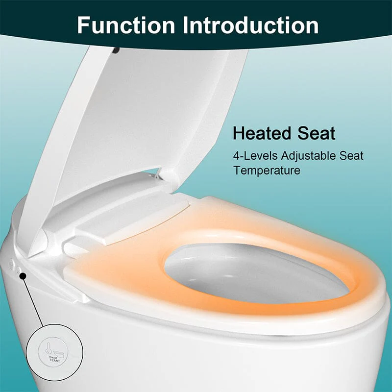 One-Piece Elongated Floor Smart Toilet with Seat Heating and Automatic Flushing - Image 6