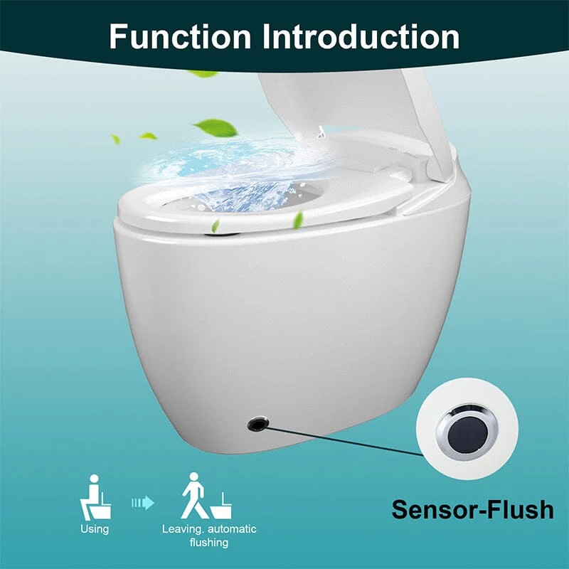 One-Piece Elongated Floor Smart Toilet with Seat Heating and Automatic Flushing - Image 9