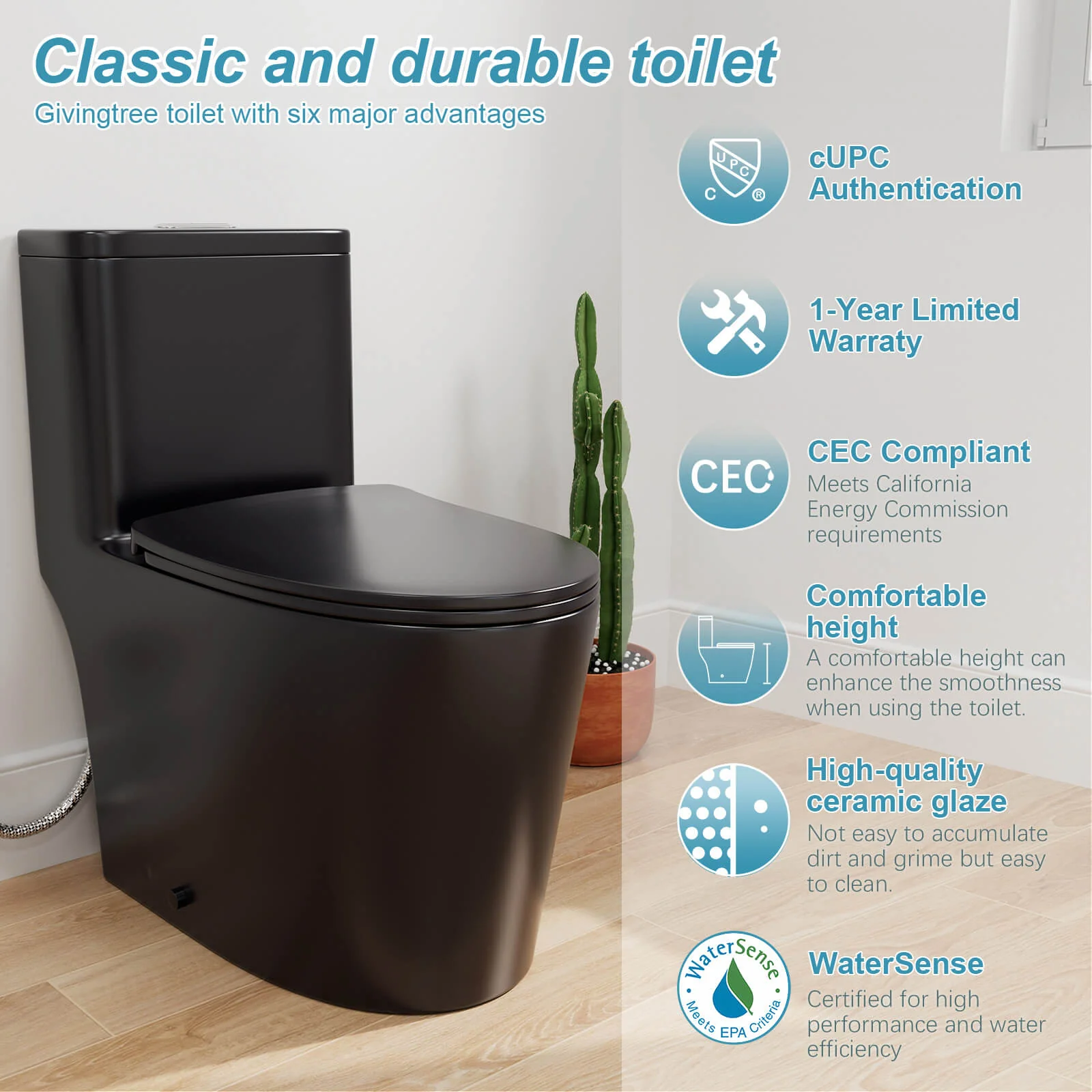 ADA Height One-Piece Toilet 1.1GPF/1.6 GPF Siphon Jet Dual Flushing with Toilet Seat - Image 21