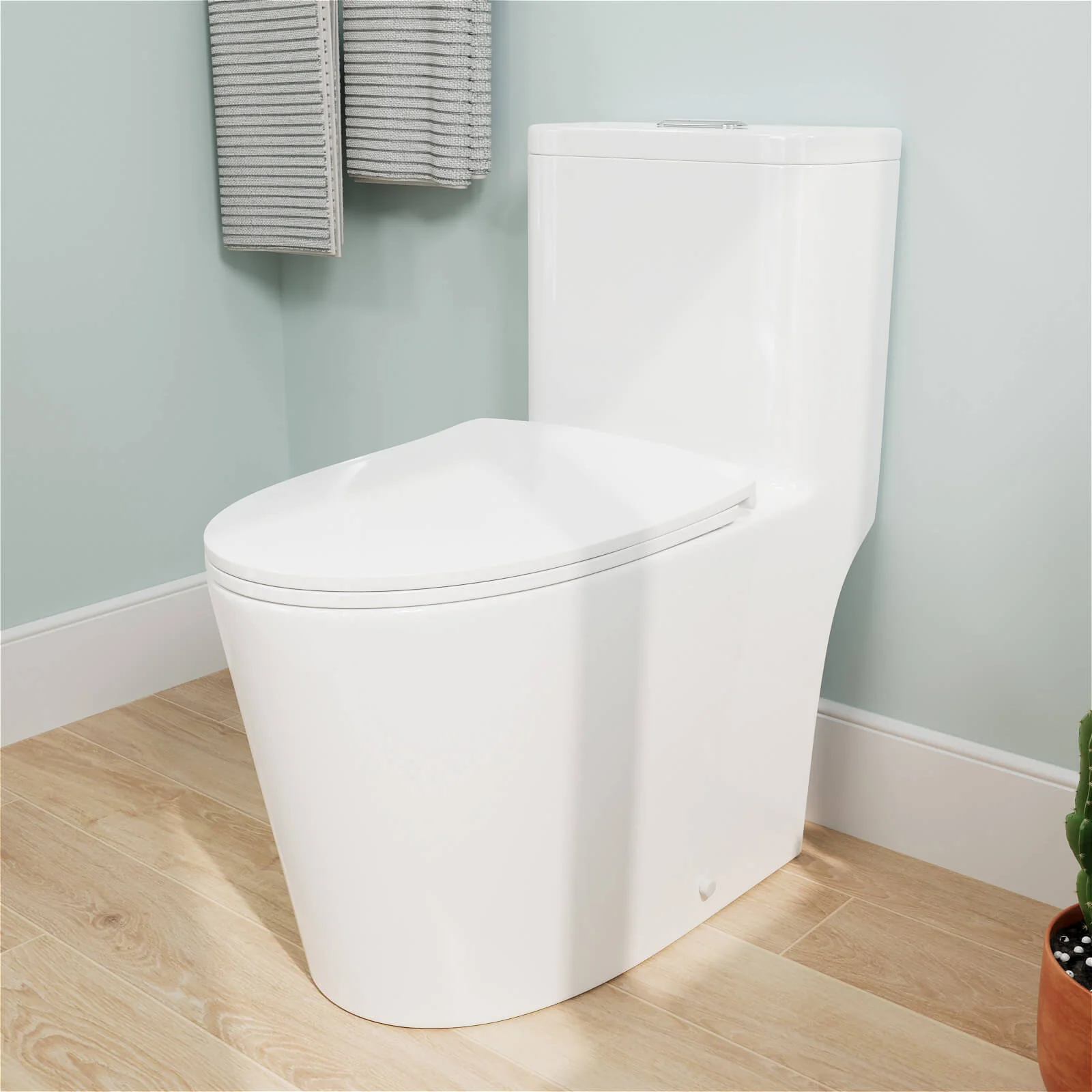 ADA Height One-Piece Toilet 1.1GPF/1.6 GPF Siphon Jet Dual Flushing with Toilet Seat - Image 3