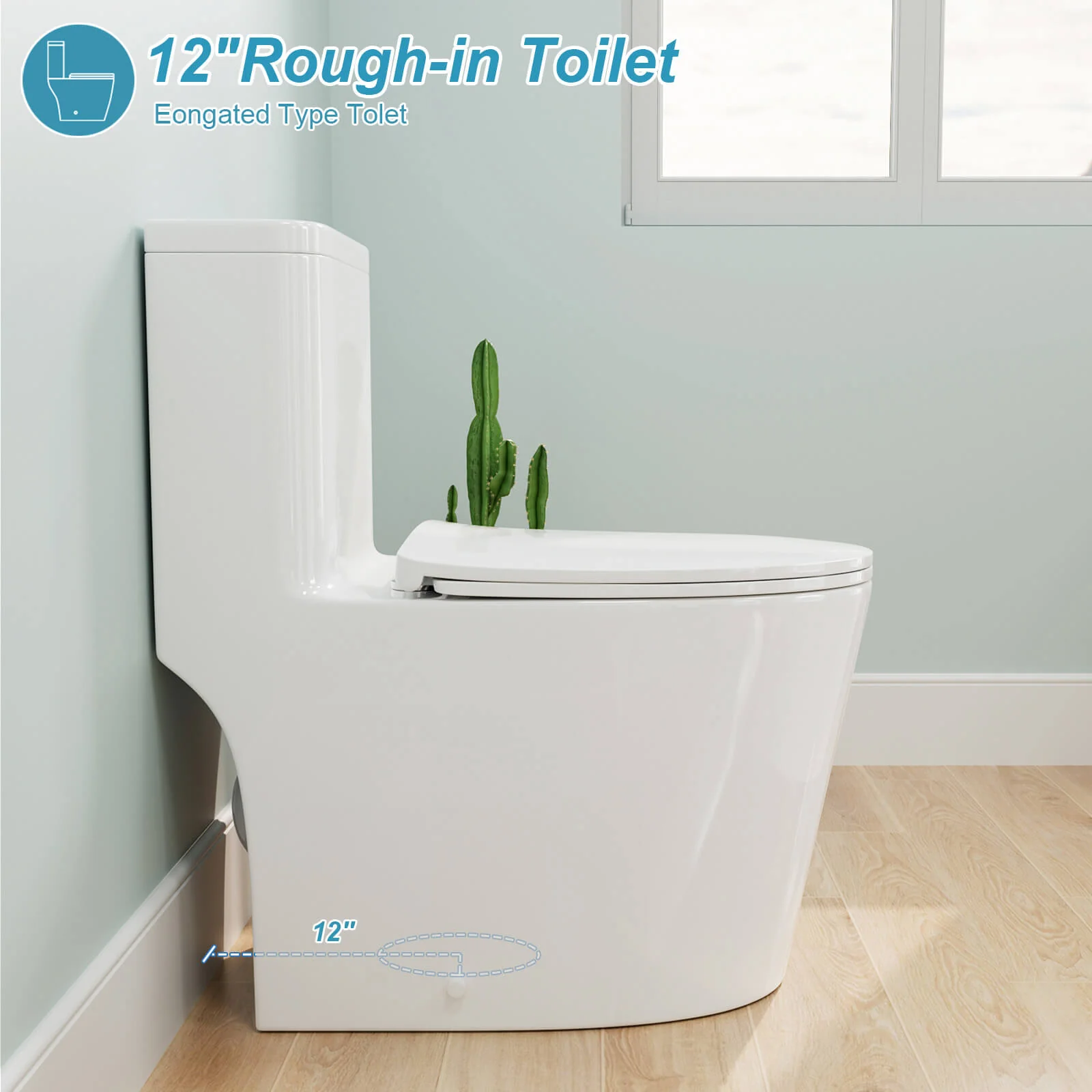 ADA Height One-Piece Toilet 1.1GPF/1.6 GPF Siphon Jet Dual Flushing with Toilet Seat - Image 8