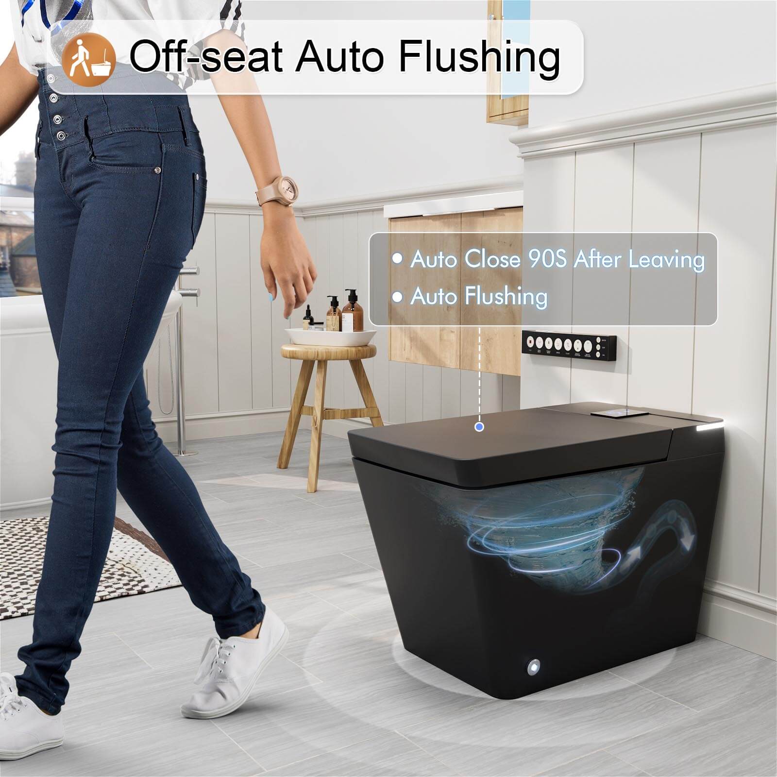 Giving Tree One-Piece Floor Mounted Square Smart Toilet with Remote Control and Automatic Cover - Image 12