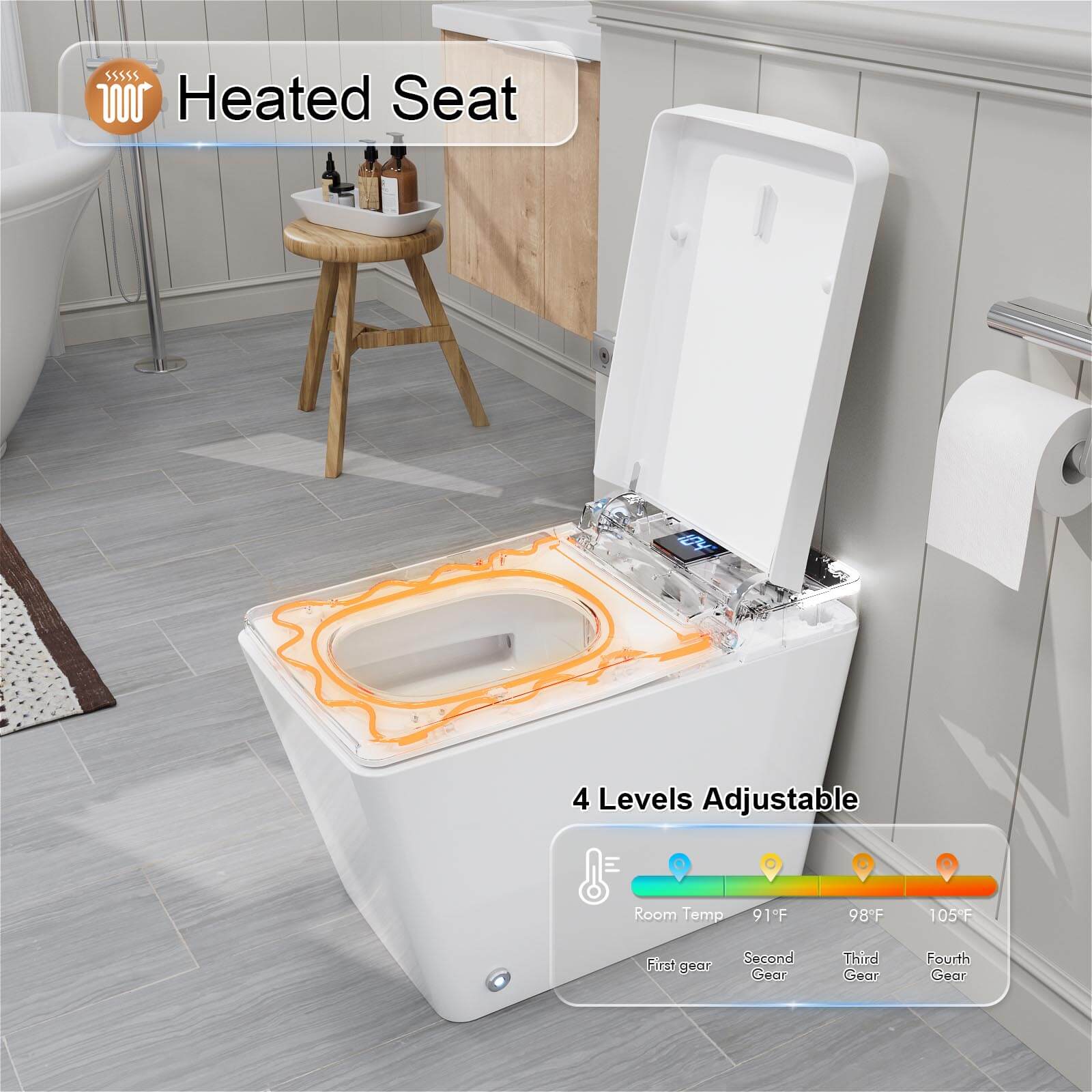 Giving Tree One-Piece Floor Mounted Square Smart Toilet with Remote Control and Automatic Cover - Image 25