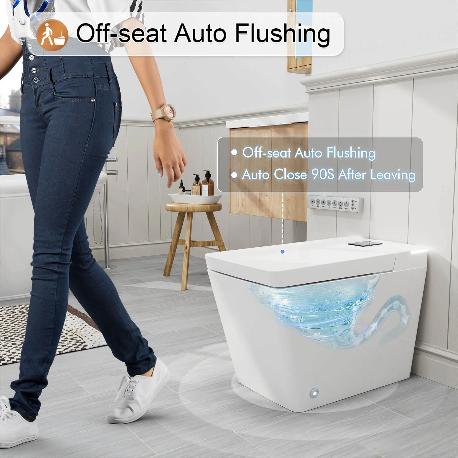 Giving Tree One-Piece Floor Mounted Square Smart Toilet with Remote Control and Automatic Cover - Image 27
