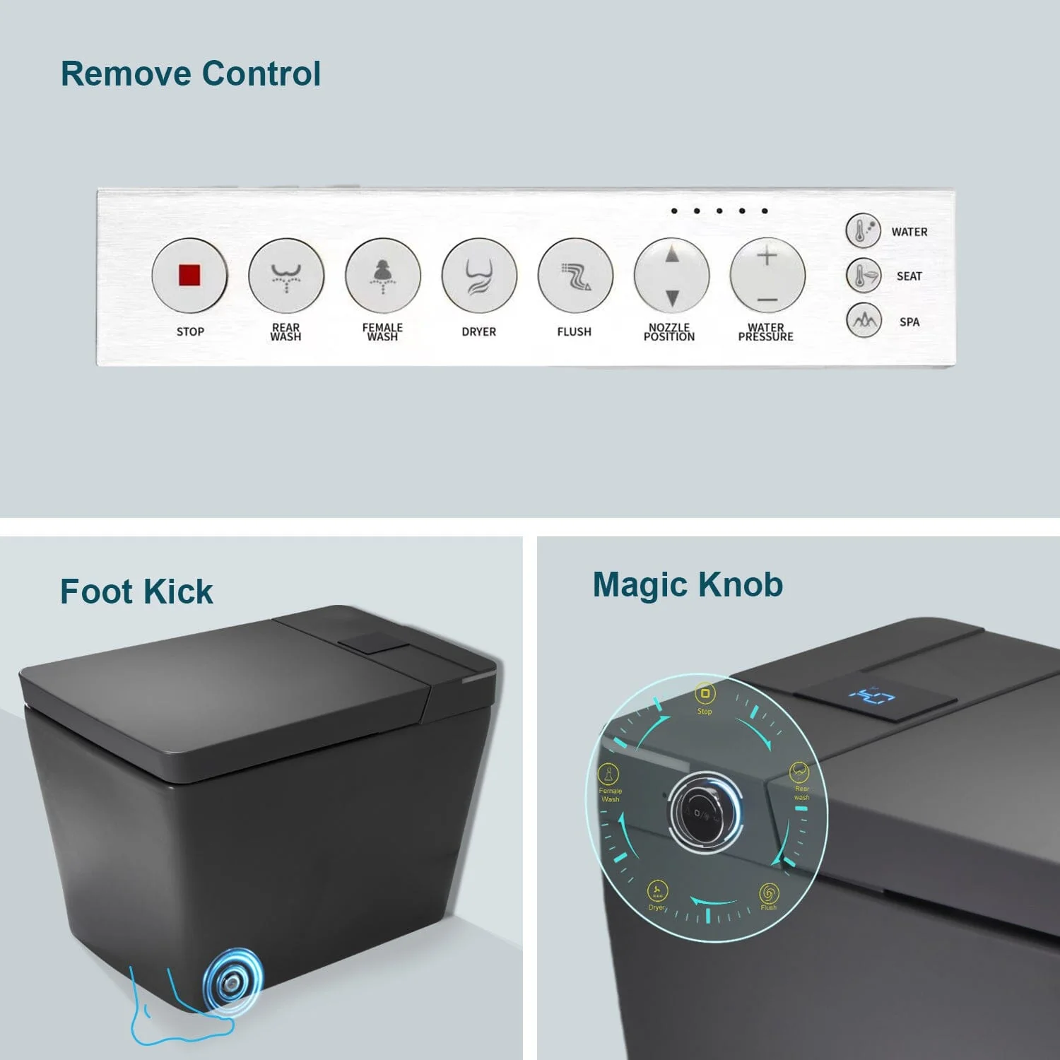 Giving Tree One-Piece Floor Mounted Square Smart Toilet with Remote Control and Automatic Cover - Image 37