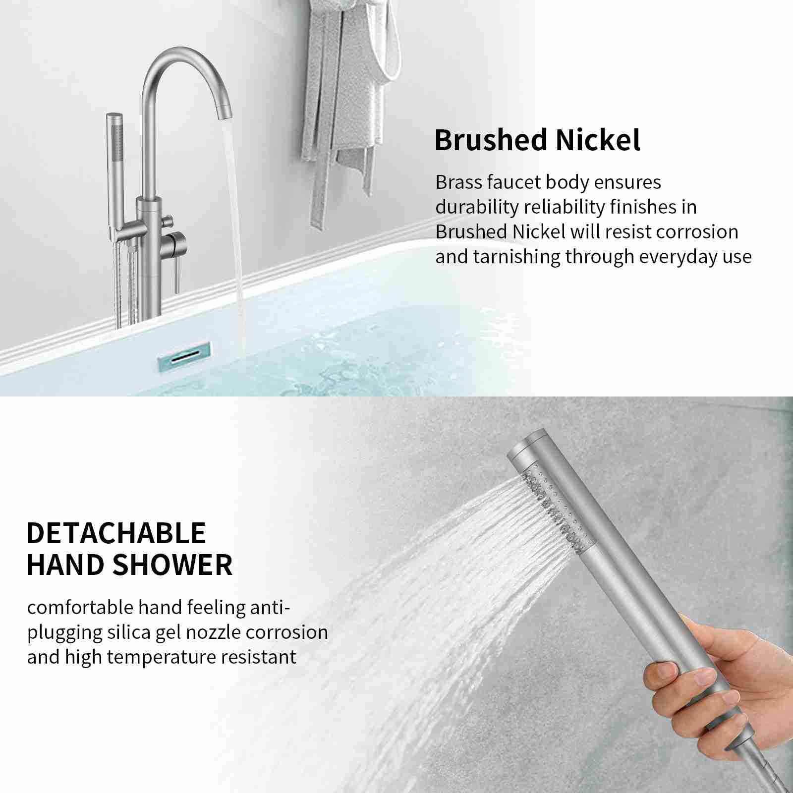 Retro Brass Single Handle Shower Freestanding Tub Filler Faucet, Floor Mounted & Bubble Former - Image 9
