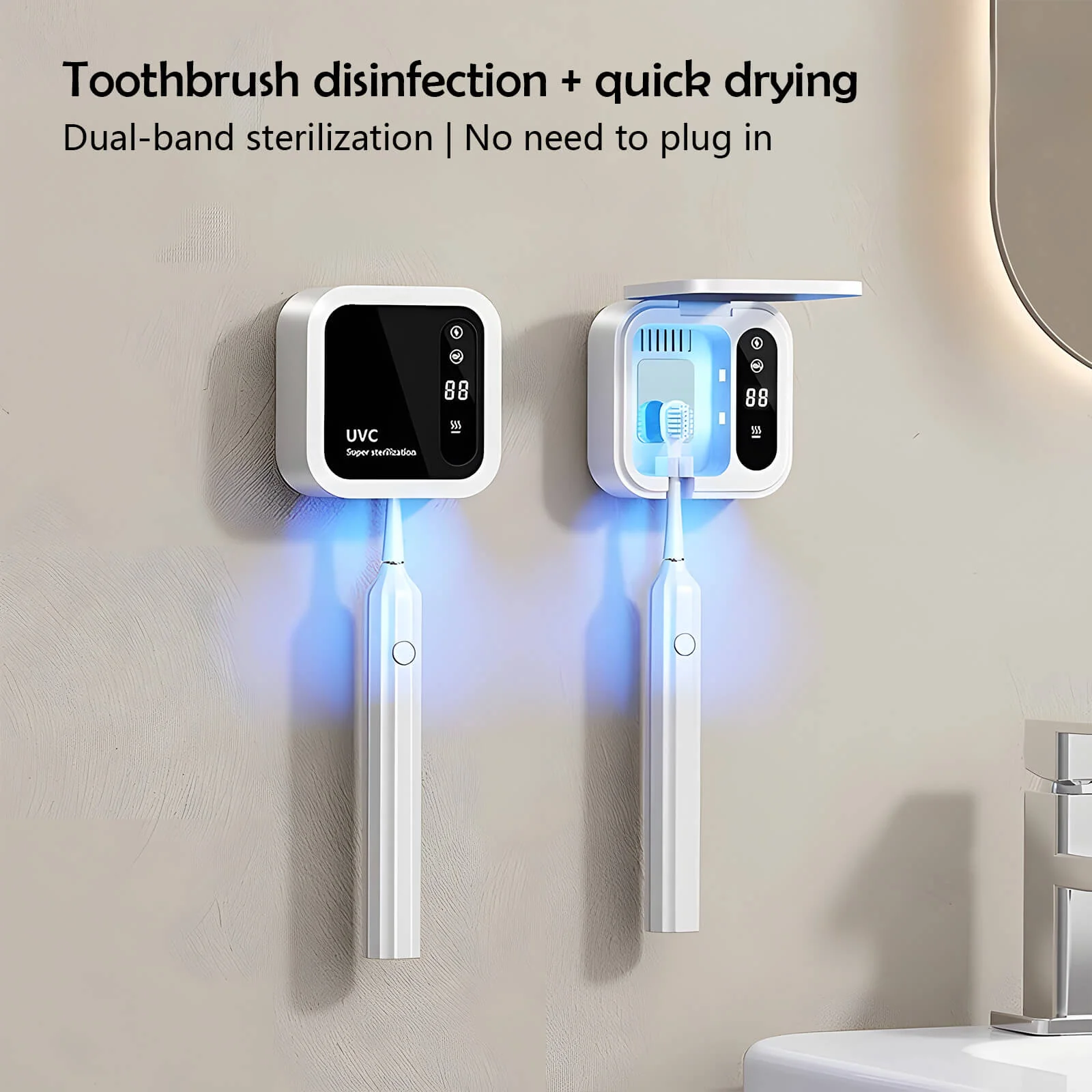 Sanitizer Electric Toothbrush Holder with UV Light for Bathroom - Image 4