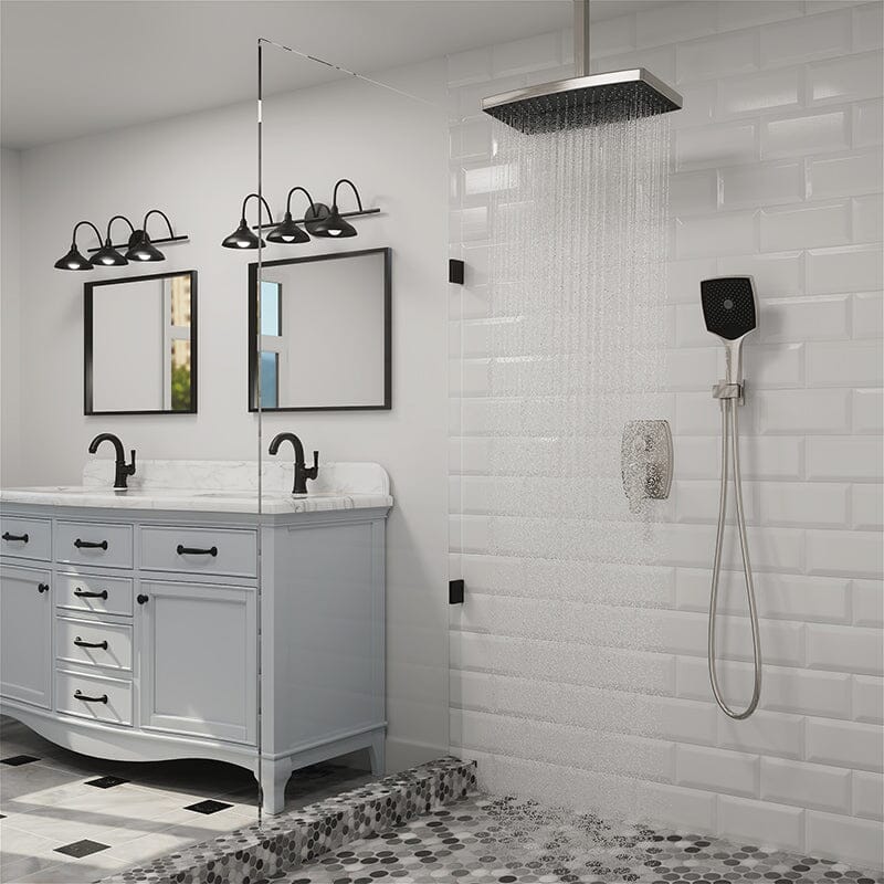 Shower Set 14" Rectangular Ceiling Shower Head with Hand Shower - Image 10