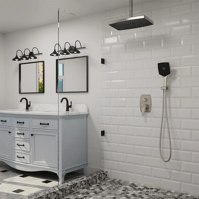 Shower Set 14" Rectangular Ceiling Shower Head with Hand Shower - Image 11