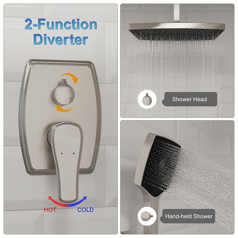 Shower Set 14" Rectangular Ceiling Shower Head with Hand Shower - Image 14