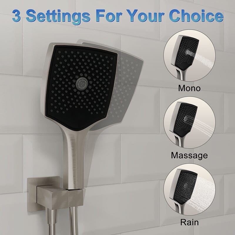 Shower Set 14" Rectangular Ceiling Shower Head with Hand Shower - Image 15