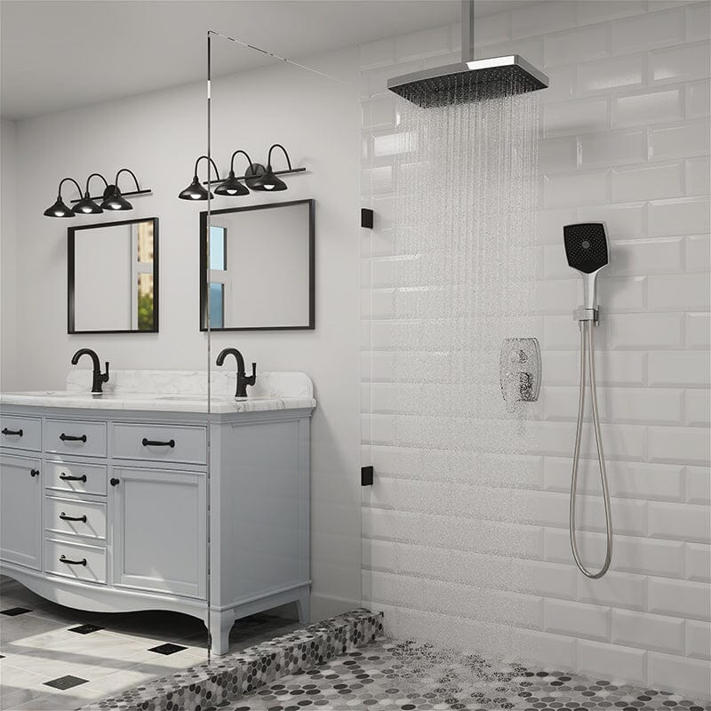 Shower Set 14" Rectangular Ceiling Shower Head with Hand Shower - Image 19