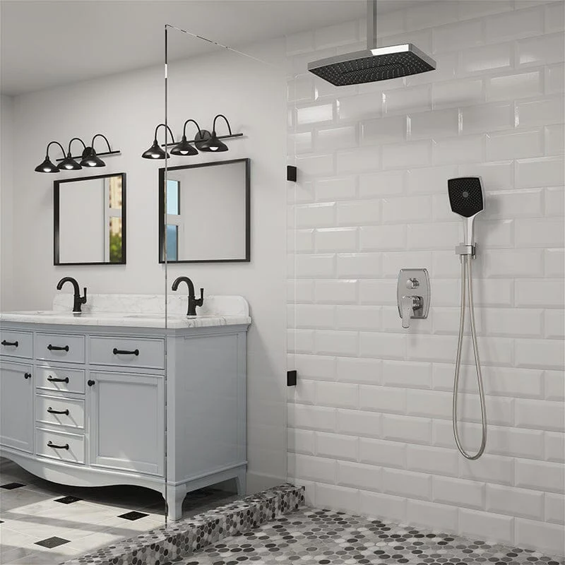 Shower Set 14" Rectangular Ceiling Shower Head with Hand Shower - Image 20