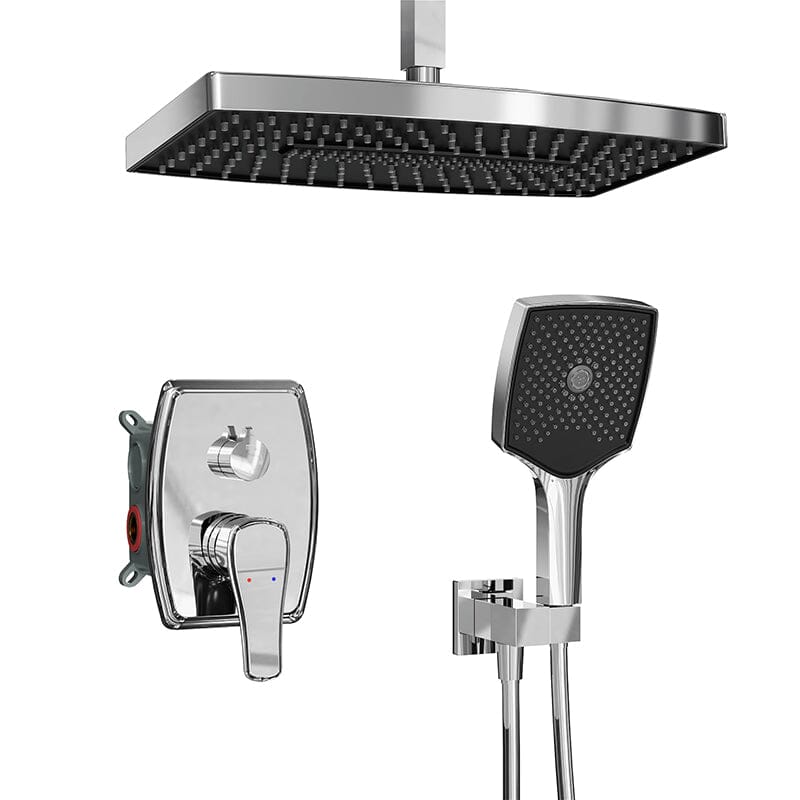 Shower Set 14" Rectangular Ceiling Shower Head with Hand Shower - Image 21